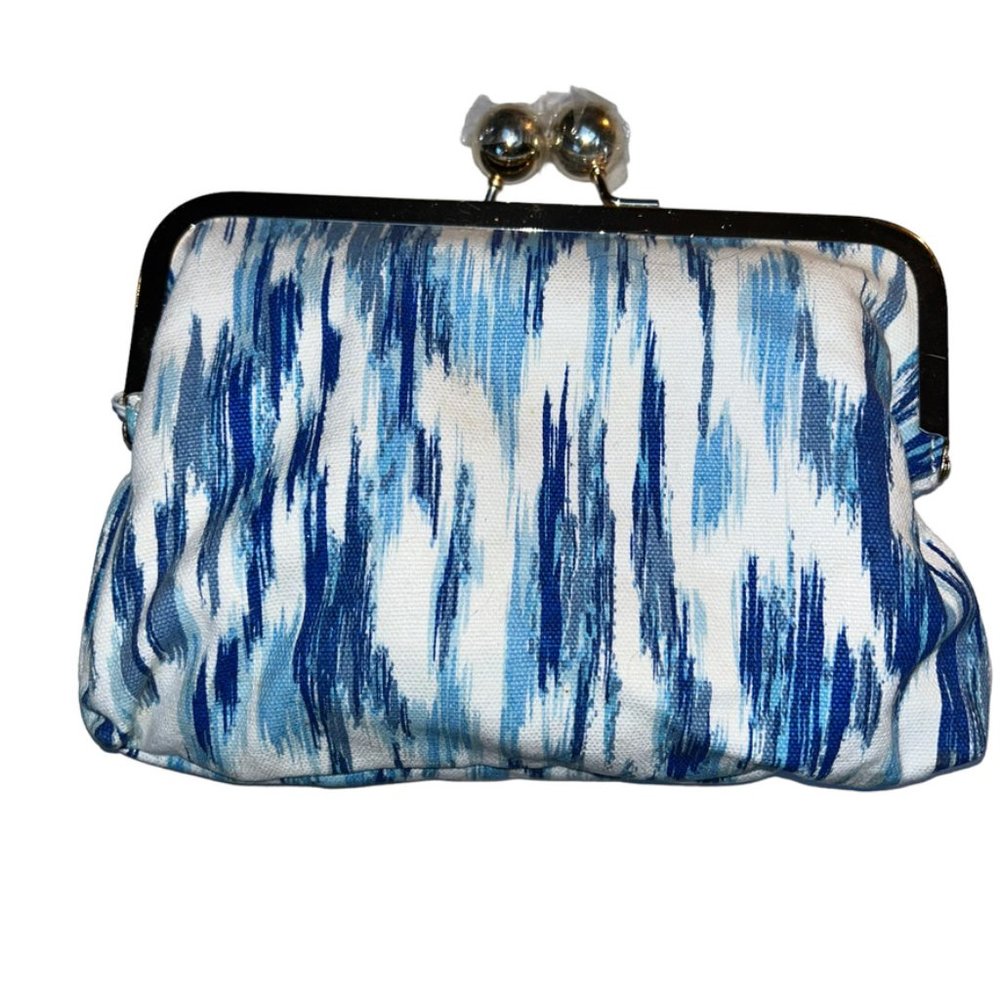 C Wonder NEW NWT Indigo Blue IKAT pouch bag 7.5x6"